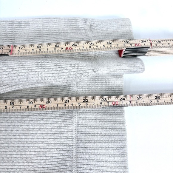 Eddie Bauer Quarter Zip Sweater Cream Striped Ribbed Knit Mens Large Pullover - Picture 9 of 9